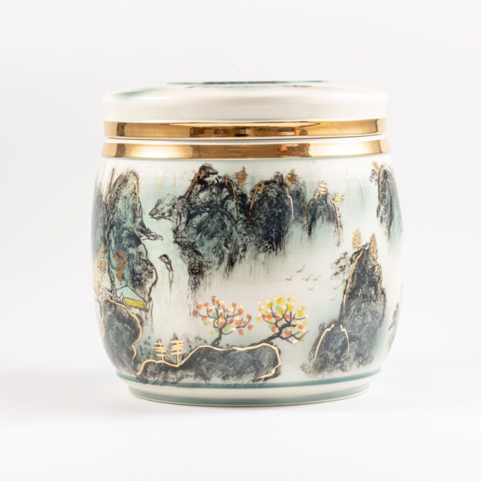 山水浮雕陶瓷骨灰罈 1