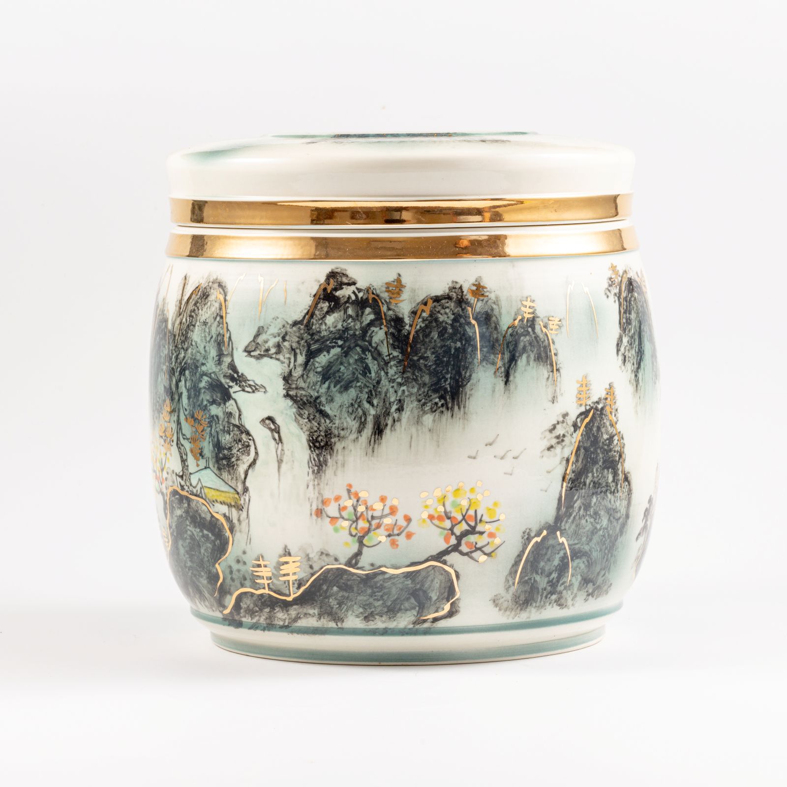 山水浮雕陶瓷骨灰罈 1