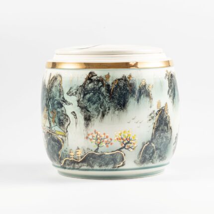 山水浮雕陶瓷骨灰罐 2