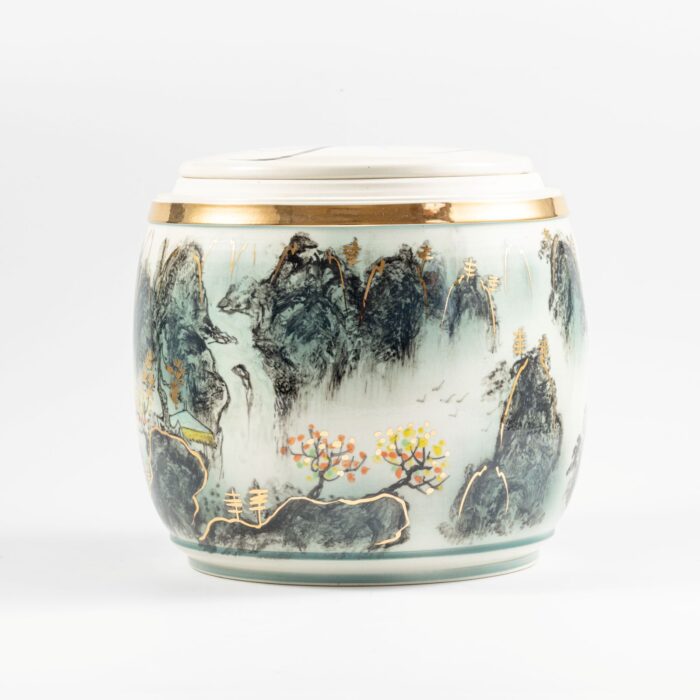 山水浮雕陶瓷骨灰罐 2