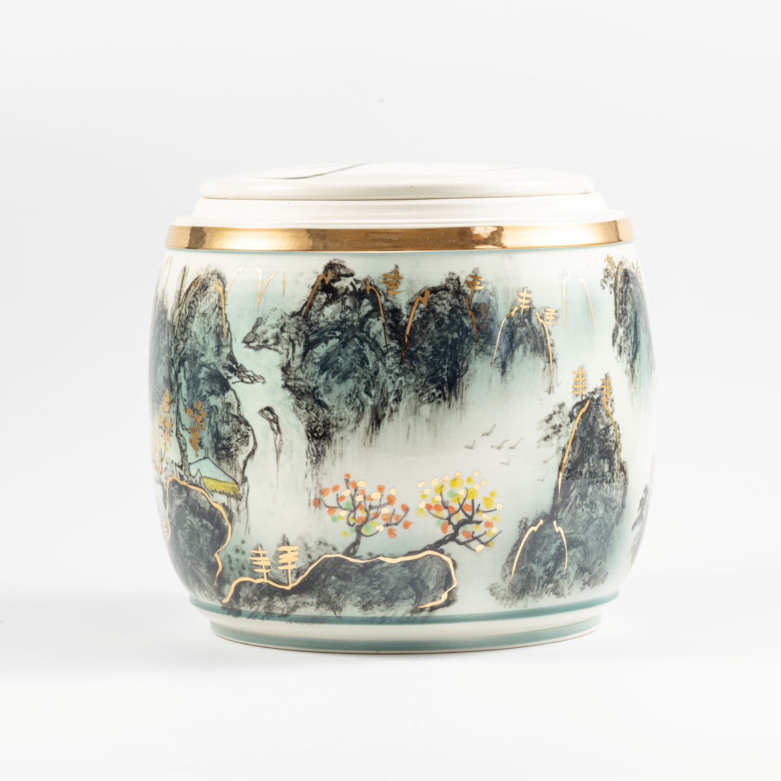 山水浮雕陶瓷骨灰罐 2